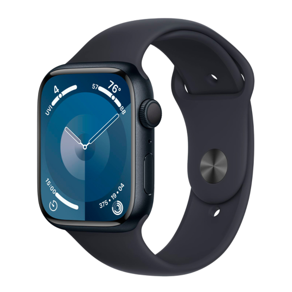 Apple watch 9 45 mm Midnight/Midnight sport band M/L (полуночный алюминиевый корпус/полуночный спортивный силиконовый ремешок M/L) фото-2