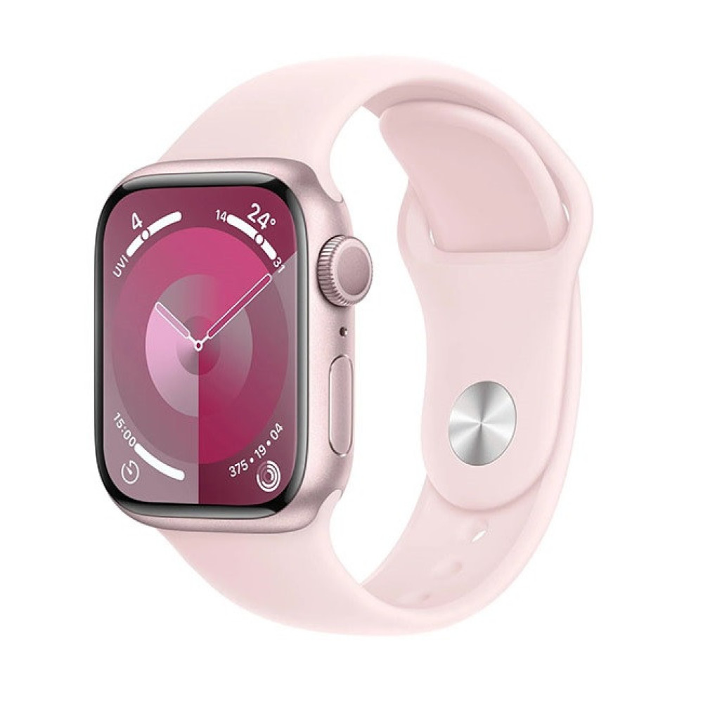 Apple watch 9 45 mm Pink/Light Pink sport band S/M (розовый алюминиевый корпус/розовый спортивный силиконовый ремешок S/M) фото-2