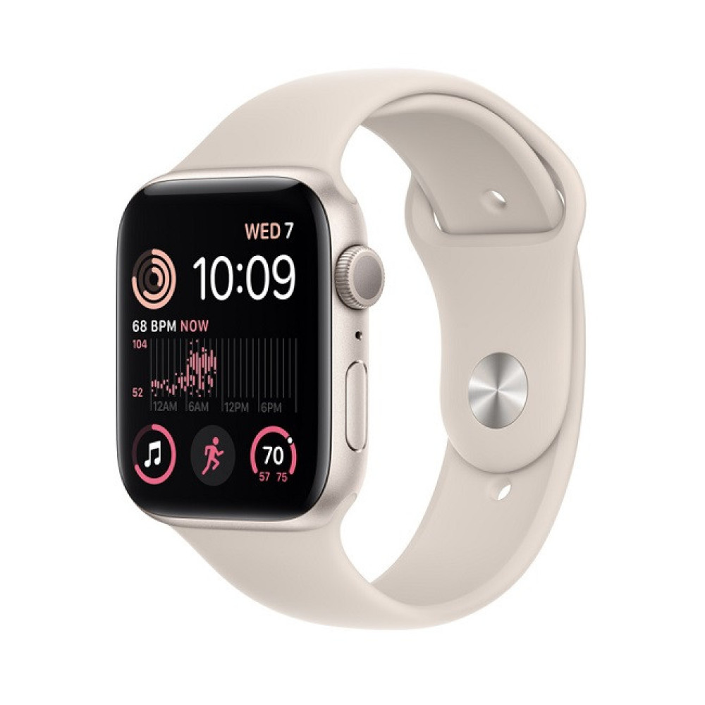 Apple watch SE 2 44 mm Starlight/Starlight sport band S/M (звездный свет/звездный свет спортивный силиконовый ремешок S/M) фото-2