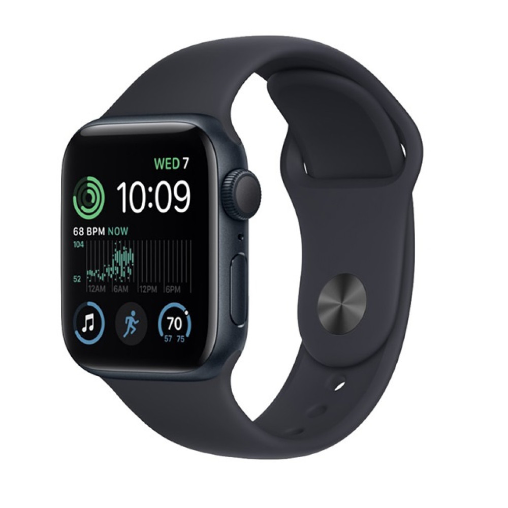 Apple watch SE 2 44 mm Midnight/Midnight sport band M/L (полуночный /полуночный спортивный силиконовый ремешок M/L) - фото2