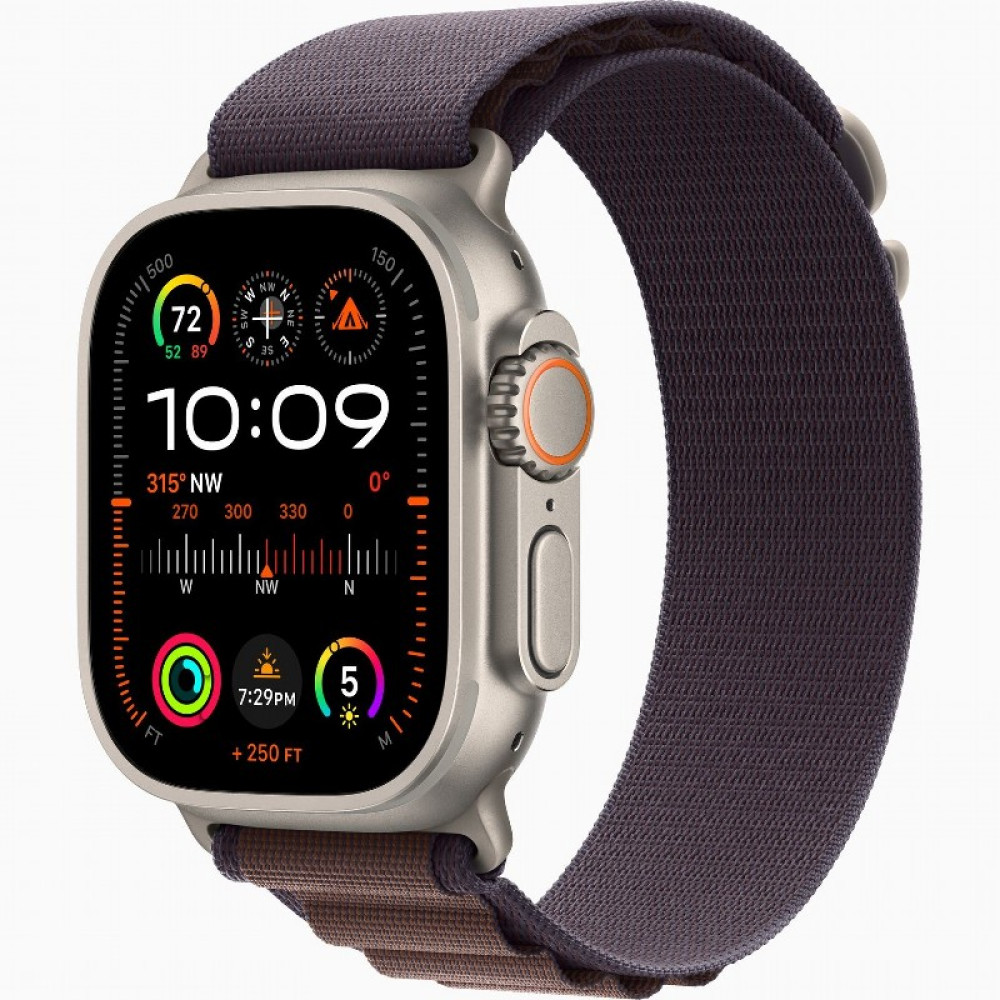 Apple Watch Ultra 2 LTE 49 мм Indigo Alpine Loop S (титановый корпус, титановый/индиго текстильный ремешок  размер S) MREX3 фото-2