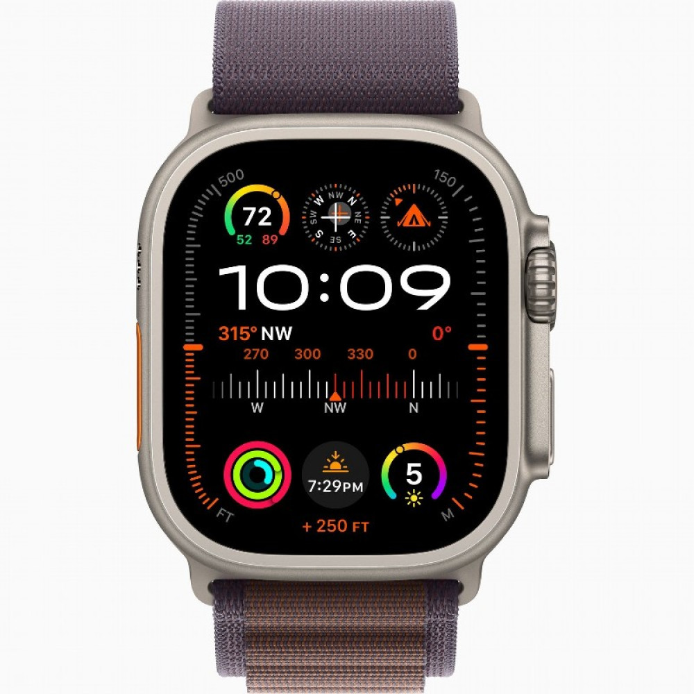 Apple Watch Ultra 2 LTE 49 мм Indigo Alpine Loop S (титановый корпус, титановый/индиго текстильный ремешок  размер S) MREX3