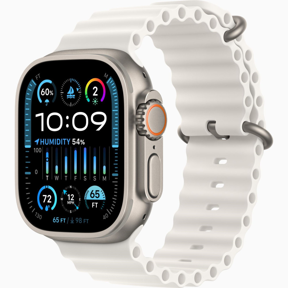 Apple Watch Ultra 2 LTE 49 мм White Ocean band (титановый корпус, титановый/белый, ремешок из эластомера) MREJ3 - фото2