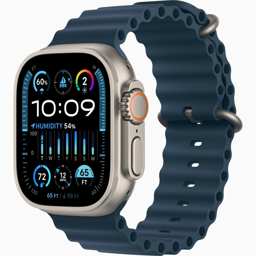 Apple Watch Ultra 2 LTE 49 мм Blue Ocean band (титановый корпус, титановый/синий, ремешок из эластомера) MREG3 - фото2