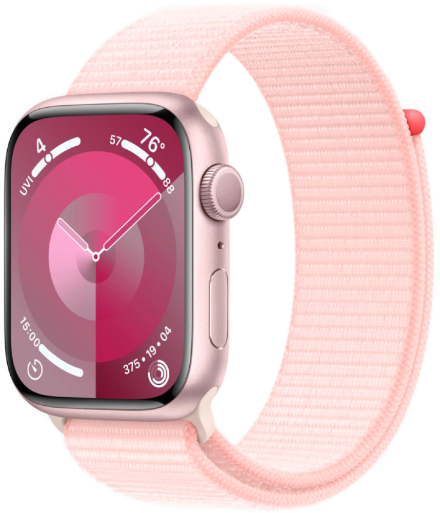 Apple watch 9 41 mm Pink/Light Pink sport loop (розовый алюминиевый корпус/розовый спортивный нейлоновый ремешок) - фото2