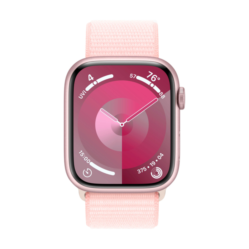 Apple watch 9 41 mm Pink/Light Pink sport loop (розовый алюминиевый корпус/розовый спортивный нейлоновый ремешок) - фото1