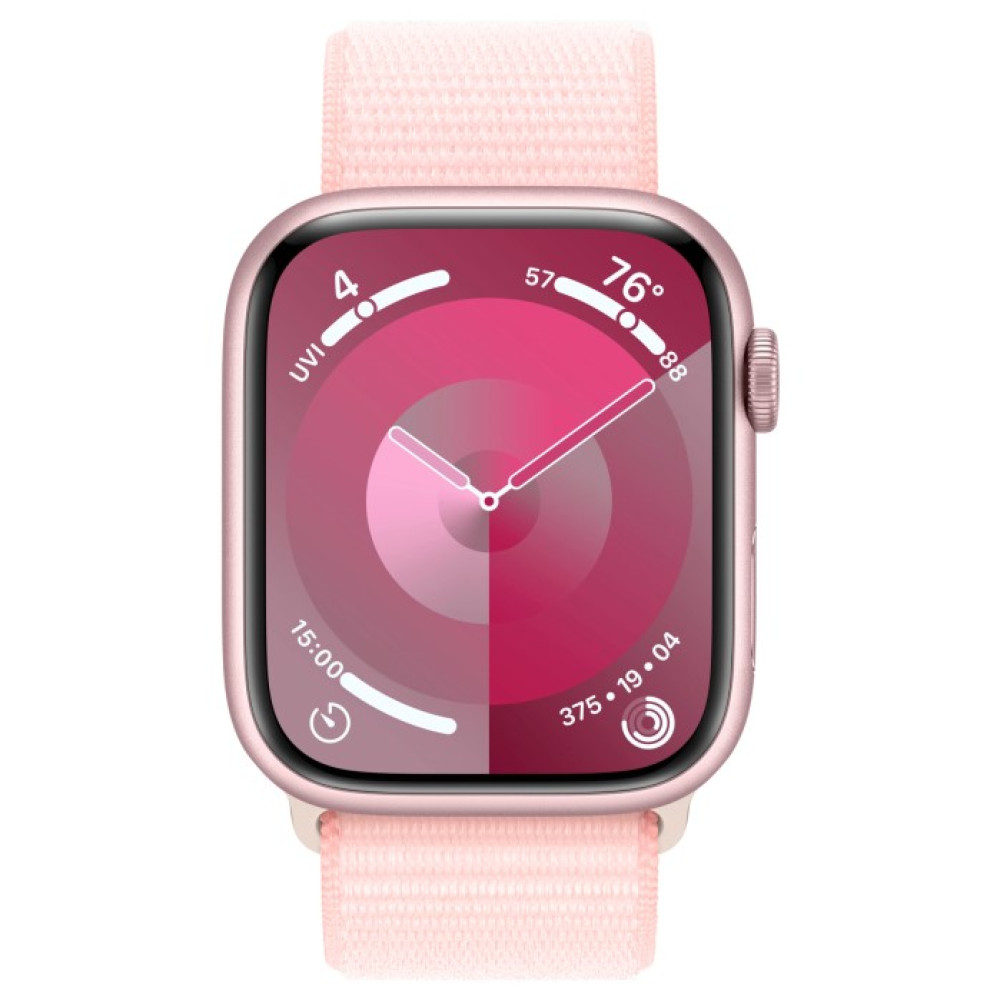 Apple watch 9 45 mm Pink/Light Pink sport loop (розовый алюминиевый корпус/розовый спортивный нейлоновый ремешок) - фото1