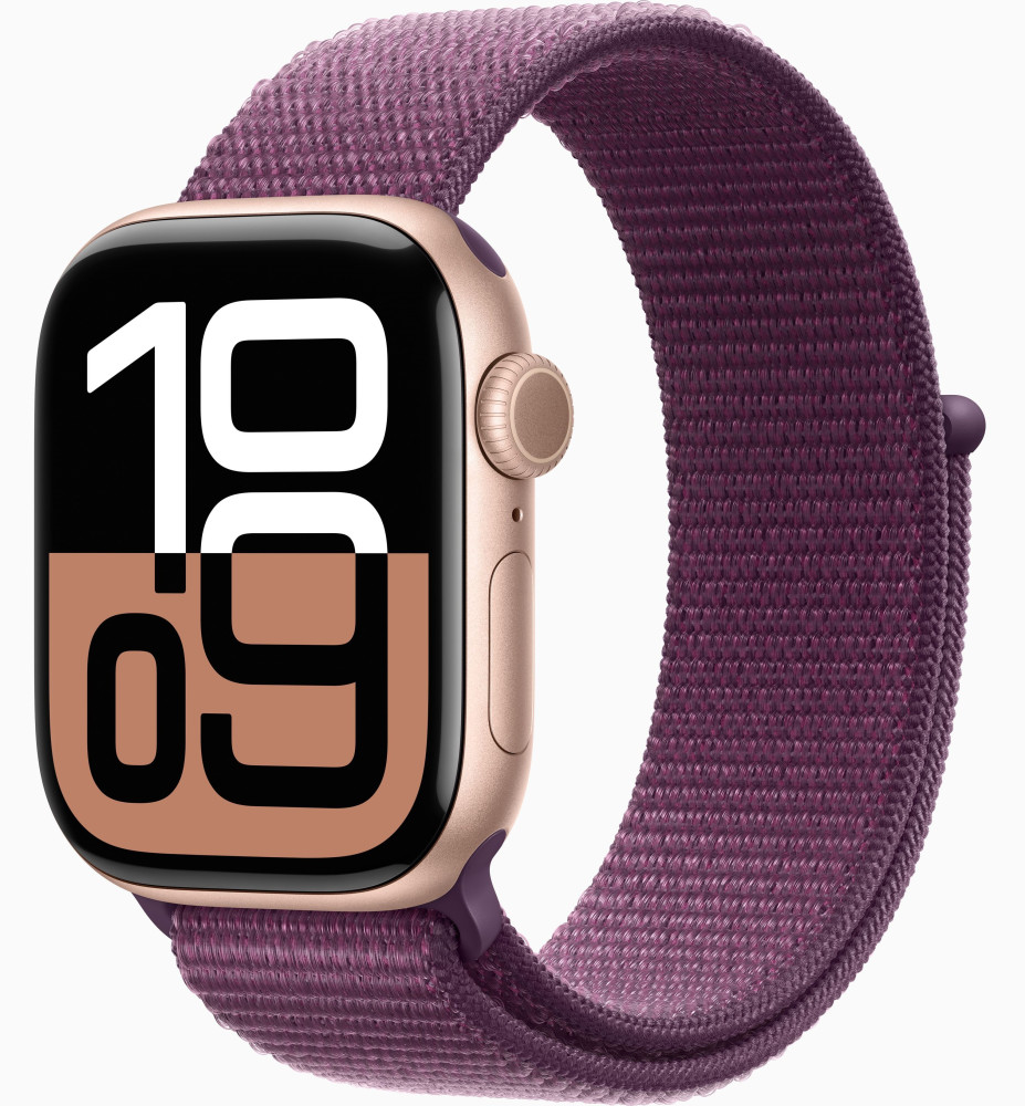 Apple Watch 10 46mm Aluminum Case (Rose Gold/Plum sport loop (MWWV3) - фото1