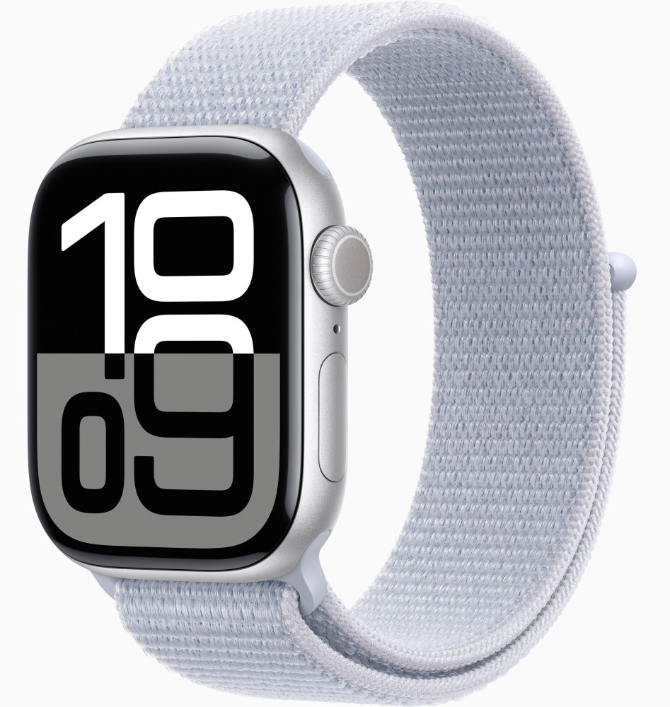 Apple Watch 10 46mm Aluminum Case (Silver/Blue cloud sport loop (MWWN3) - фото1