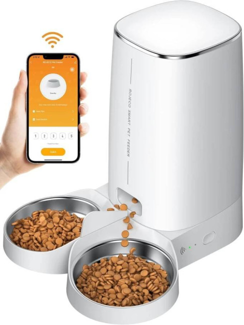 ROJECO 4L WiFi Version Smart Pet Feeder With Double Bowl - фото1 ROJECO 4L WiFi Version Smart Pet Feeder With Double Bowl - фото1