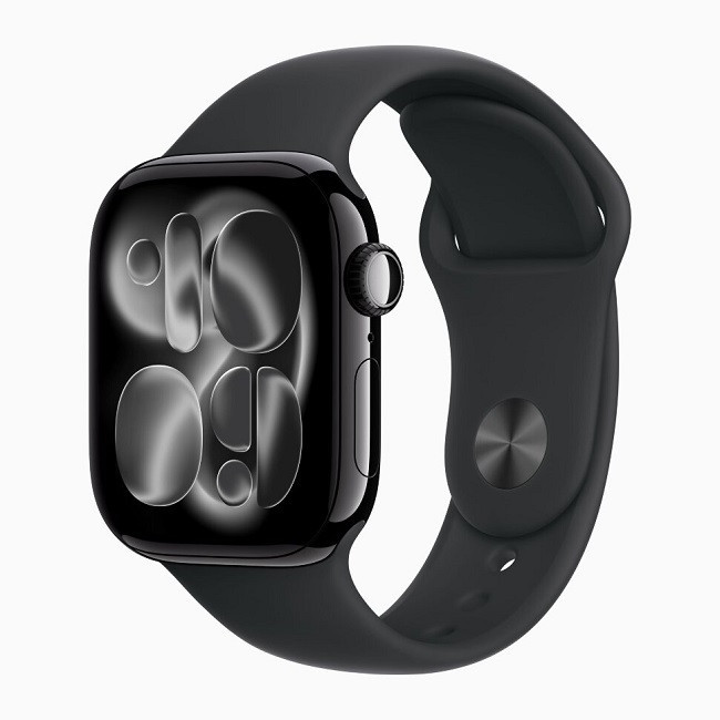 Apple Watch Series 11 46 мм (алюминиевый корпус, черный/черный, спортивный силиконовый ремешок) - фото1