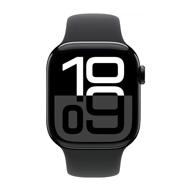 Apple Watch Series 10 42 мм (алюминиевый корпус, черный/черный, спортивный силиконовый ремешок S/M) - фото2 Apple Watch Series 10 42 мм (алюминиевый корпус, черный/черный, спортивный силиконовый ремешок S/M) - фото2