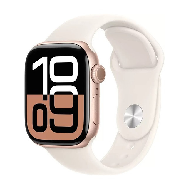 Apple Watch Series 10 46 мм (алюминиевый корпус, розовое золото/звездный свет, спортивный силиконовый ремешок S/M) - фото1 Apple Watch Series 10 46 мм (алюминиевый корпус, розовое золото/звездный свет, спортивный силиконовый ремешок S/M) - фото1