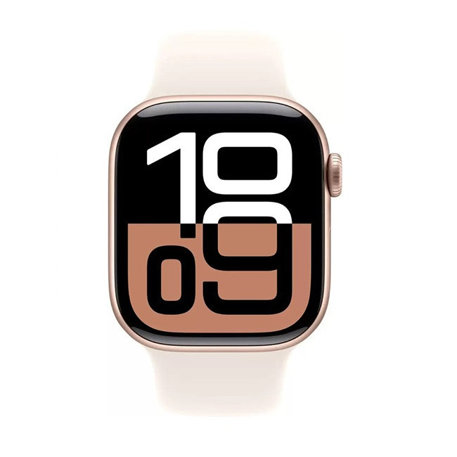 Apple Watch Series 10 46 мм (алюминиевый корпус, розовое золото/звездный свет, спортивный силиконовый ремешок S/M) - фото2 Apple Watch Series 10 46 мм (алюминиевый корпус, розовое золото/звездный свет, спортивный силиконовый ремешок S/M) - фото2