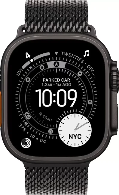 Apple Watch Ultra 3 LTE 49 мм (титановый корпус, черный/черный, миланская петля M) - фото2