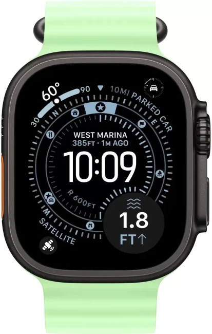 Apple Watch Ultra 3 LTE 49 мм (титановый корпус, черный/салатовый, ремешок из эластомера) фото-2 Apple Watch Ultra 3 LTE 49 мм (титановый корпус, черный/салатовый, ремешок из эластомера) фото-2