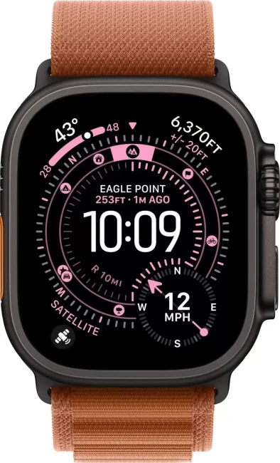 Apple Watch Ultra 3 LTE 49 мм (титановый корпус, черный/терракота, текстильный ремешок размера S) - фото2
