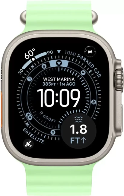 Apple Watch Ultra 3 LTE 49 мм (титановый корпус, природный/салатовый, ремешок из эластомера) фото-2 Apple Watch Ultra 3 LTE 49 мм (титановый корпус, природный/салатовый, ремешок из эластомера) фото-2