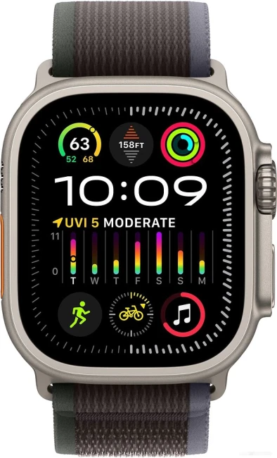 Apple Watch Ultra 2 LTE 49 мм (титановый корпус, титановый/черно-синий, нейлоновый ремешок размера S/M) - фото2