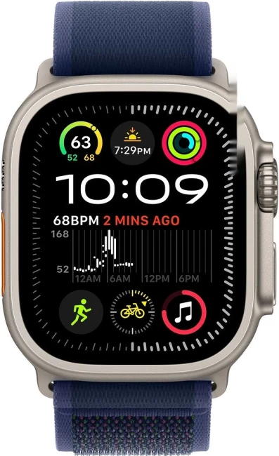 Apple Watch Ultra 2 LTE 49 мм (титановый корпус, титановый/синий, нейлоновый ремешок S/M) - фото2