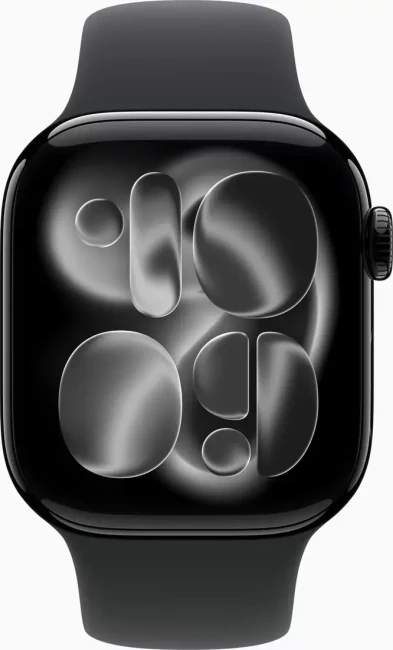 Apple Watch Series 11 46 мм (алюминиевый корпус, черный/черный, спортивный силиконовый ремешок M/L) - фото2