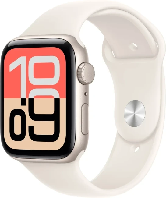 Apple Watch SE 3 44 мм (алюминиевый корпус, звездный свет/звездный свет, спортивный силиконовый ремешок M/L)  - фото1