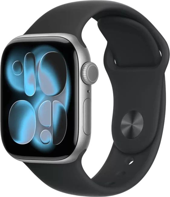 Apple Watch Series 11 42 мм (алюминиевый корпус, космический серый/черный, спортивный силиконовый ремешок M/L)  - фото1