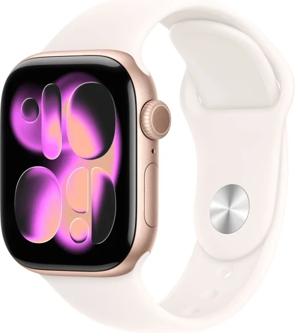 Apple Watch Series 11 46 мм (алюминиевый корпус, розовое золото/легкие румяна, спортивный силиконовый ремешок M/L)  - фото1
