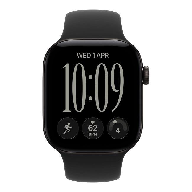 Apple Watch Series 12 46 мм (алюминиевый корпус, черный/черный, спортивный силиконовый ремешок M/L)  фото-2